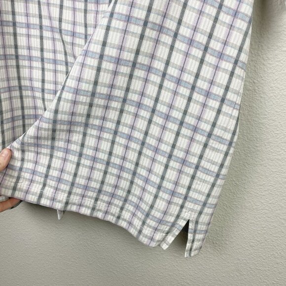 Tommy Bahama Men's Medium 100% Silk Short Sleeve Collared Shirt Plaid Cream - Picture 8 of 16